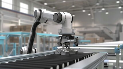 Leinwandbilder - Industrial Robotic Arm Assembling Products in Factory