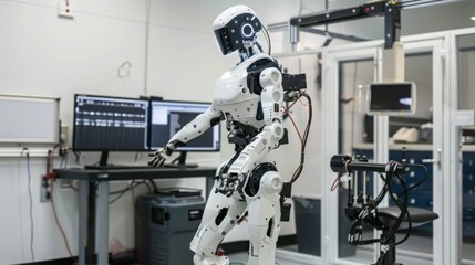 Poster - Advanced Humanoid Robot in Modern Laboratory Setting