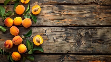 Sticker - Ripe apricots on wooden table