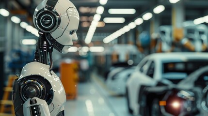 Aufkleber - Futuristic Robot in Automotive Assembly Line
