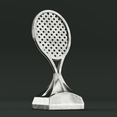 Aufkleber - Tennis Award Trophy in the Shape of a Silver Tennis Racket. 3d Rendering