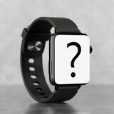 Fototapeta Boho - Black Modern Smart Watch Mockup with Strap and Question Mark. 3d Rendering