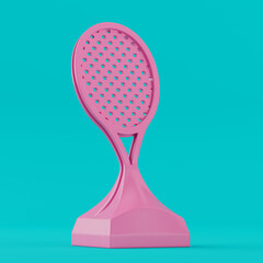 Aufkleber - Tennis Award Trophy in the Shape of a Pink Tennis Racket in Duotone Style. 3d Rendering
