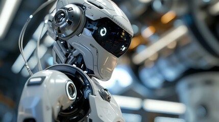 Leinwandbilder - Close-Up of Advanced Humanoid Robot in a Hi-Tech Lab