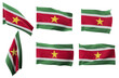 Large pictures of six different positions of the flag of Suriname