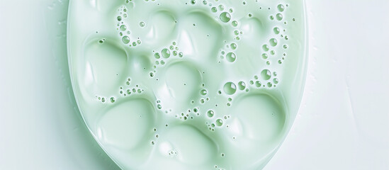 Canvas Print - Gel cream with bubbles on green background
