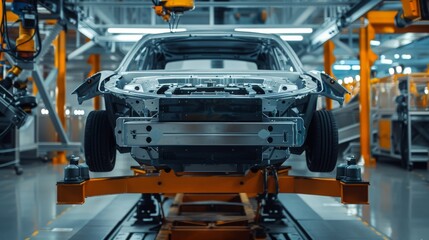 Leinwandbilder - Automated Vehicle Assembly Line at Work in Modern Factory