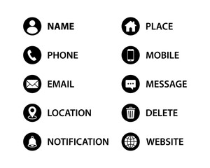 Poster - Contact information icons. Business card icon set.