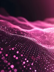 Leinwandbilder - Blurred Data Science Wallpaper in pink Colors. Abstract Network of Dots and Lines