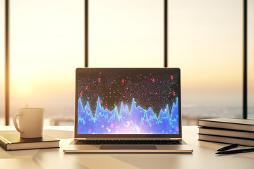 Poster - Modern computer monitor with abstract creative statistics data hologram, statistics and analytics concept. 3D Rendering