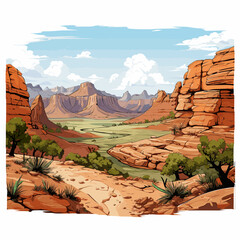 Wall Mural - Grand Canyon. Grand Canyon hand-drawn comic illustration. Vector doodle style cartoon illustration