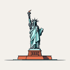 Wall Mural - Statue of Liberty. Statue of Liberty hand-drawn comic illustration. Vector doodle style cartoon illustration