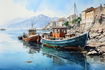 Wall Mural - fishing boats in the harbor