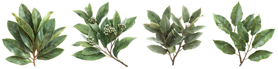 Poster - Bay laurel leaves Hyperrealistic Highly Detailed Isolated On Transparent Background Png File