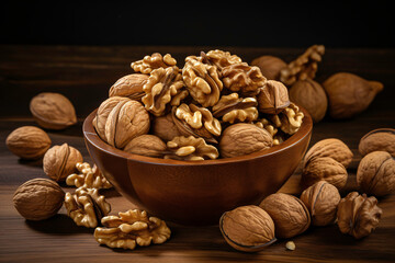 Wall Mural - a bowl of walnuts on a table