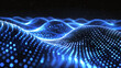Blue Dynamic Wave of Glowing Dots Illustrating Digital Technology and Data Flow