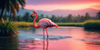 Flamingo Stand in The Water With Beautiful background Nature