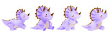 Fototapeta Mapy - Triceratops . Cute dinosaur cartoon characters . Watercolor paint design . Set 16 of 20 . Vector .