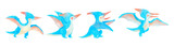 Fototapeta Mapy - Pteranodon . Cute dinosaur cartoon characters . Watercolor paint design . Set 18 of 20 . Vector .