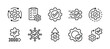 Gear settings thin line icon set. Containing execution, process, system, evaluate, efficiency, business management project, task, implement, operation, optimize, performance. Vector illustration