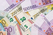 EU heap of euro bills cash money, finance background