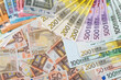 EU heap of euro bills cash money, finance background