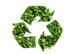Recycle symbol with green leaves. PNG file with transparency. Ai