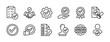 © Vilogsign - Approved and certified thin line icon set. Containing validation, quality, agreement, badge medal, licence, checkmark, selection, accept, stamp, thumbs up, decision, document, service, permission