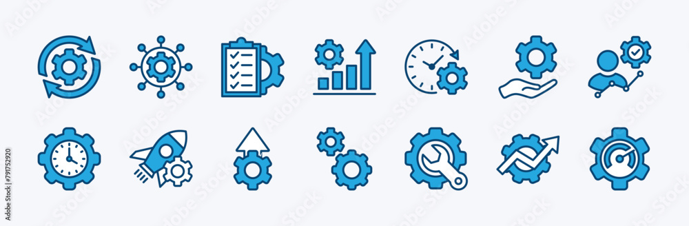 Set of productivity icon. Containing growth graph, efficiency, time ...