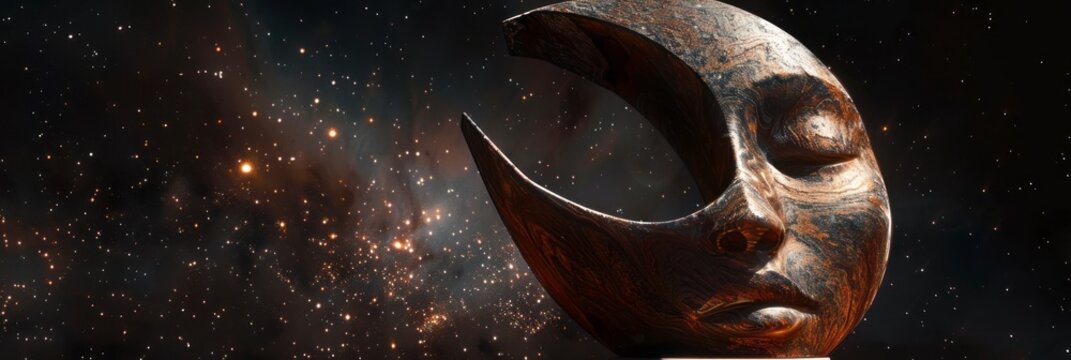 an surrealism simplicity abstract object, with stars background, copy space