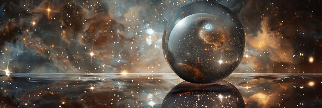 an surrealism simplicity abstract object, with stars background, copy space