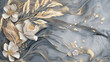 Marble background with feather and floral design. Wall art panels