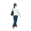 Full body photo of a Caucasian female business person walking. Full body photo PNG with transparent background precisely cut out with clipping path.