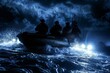 © Vit - A group of VetalVit Special Forces operatives are seen riding on the back of a boat at high speed in the ocean.