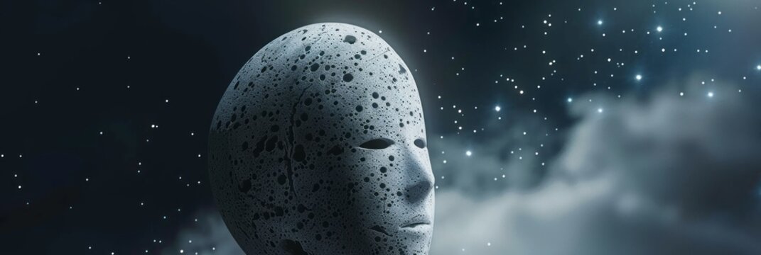 an surrealism simplicity abstract object, with stars background, copy space