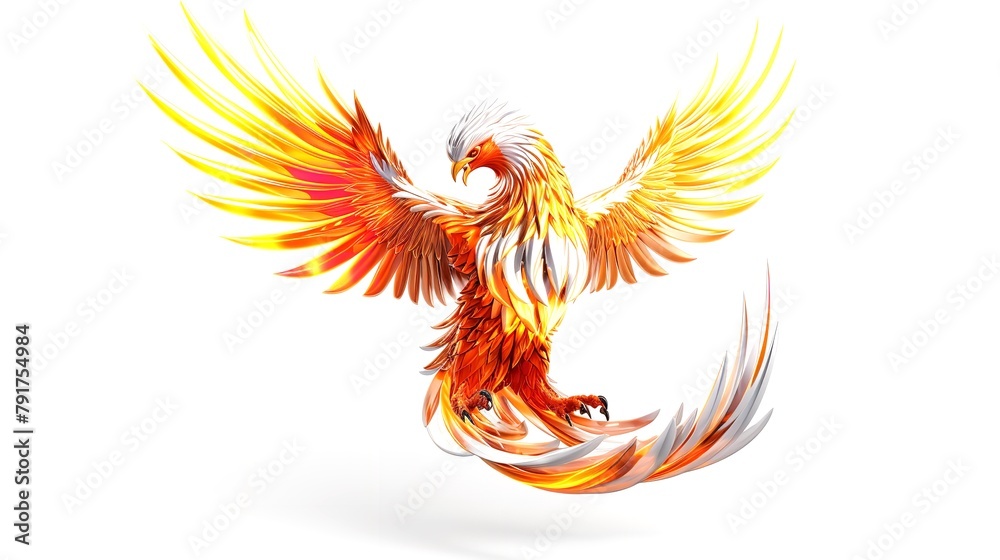 Mascot Logo: Phoenix Bird on White Background (8K)

