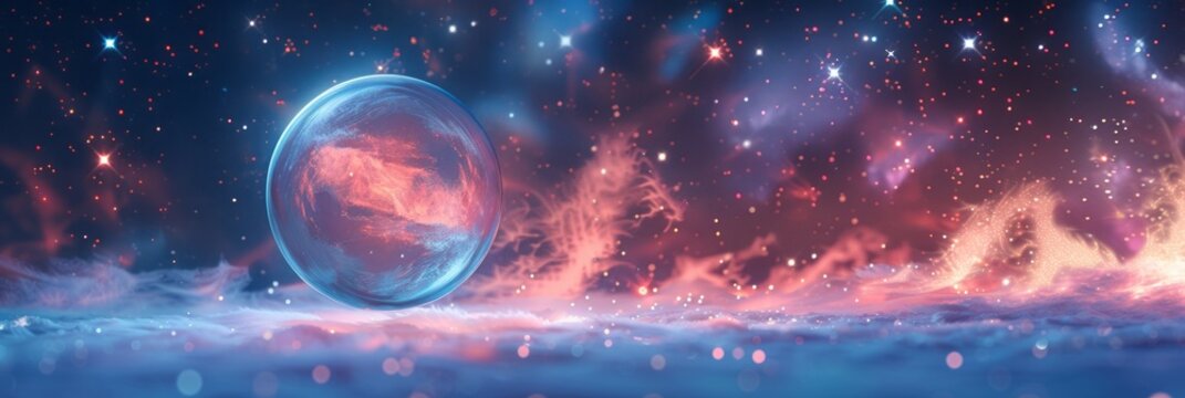 an surrealism simplicity abstract object, with stars background, copy space