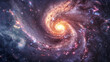 A vast spiral galaxy of billions of stars, swirling cosmic structure. Majestic spiral galaxy. Astronomical photography of grand spiral galaxy. Billions of stars create mesmerizing swirl in deep space.