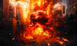 Apocalyptic Urban Explosion with Fiery Blast and Smoke in City