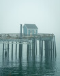 A pier in fog on Beals Island, Maine