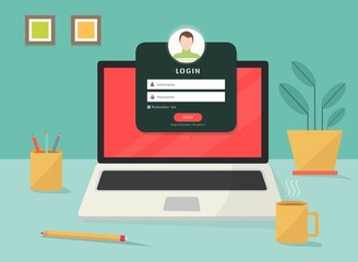 Fototapete - Account login e password dell'utente su laptop - illustrazioni 