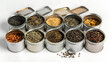 photo of various teas on white background