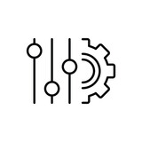 Fototapeta  - Panel settings icon. Simple outline style. Equalizer options, preferences, work, gear, tool, cogwheel, cog, level, technology concept. Thin line symbol. Vector illustration isolated.