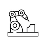 Fototapeta  - Mechanical arm icon. Simple outline style. Robotic hand manipulator, computer, construction, factory, industry, technology concept. Thin line symbol. Vector illustration isolated.