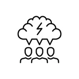 Fototapeta  - Group brainstorming icon. Simple outline style. Brainstorm, brain, storm, bolt, lightning, mind, idea, creative team concept. Thin line symbol. Vector illustration isolated.