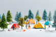 ミニチュア、キャンプをする人々、3D CG