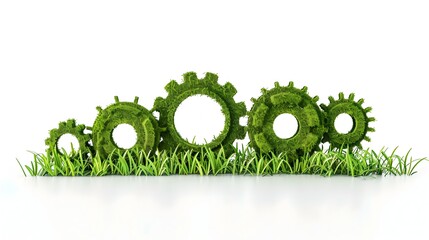 Wall Mural - Grass Gears Harmonizing in a Green Energy Mechanism: A Conceptual Design Symbolizing Eco-Innovation