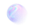 Circle pearlescent 3d texture isolated shape. Geometric holographic abstract figure with noise hologram gradient dots. Grain pink blue fantasy planet gradation effect. Vector abstract illustration