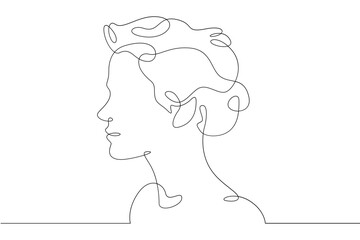 Poster - continuous one line drawing sketch design illustration.portrait of the head of a female character in