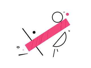 Poster - Simple abstract composition  for modern graphic poster design, Vector line background, with minimal balance art with pink elements